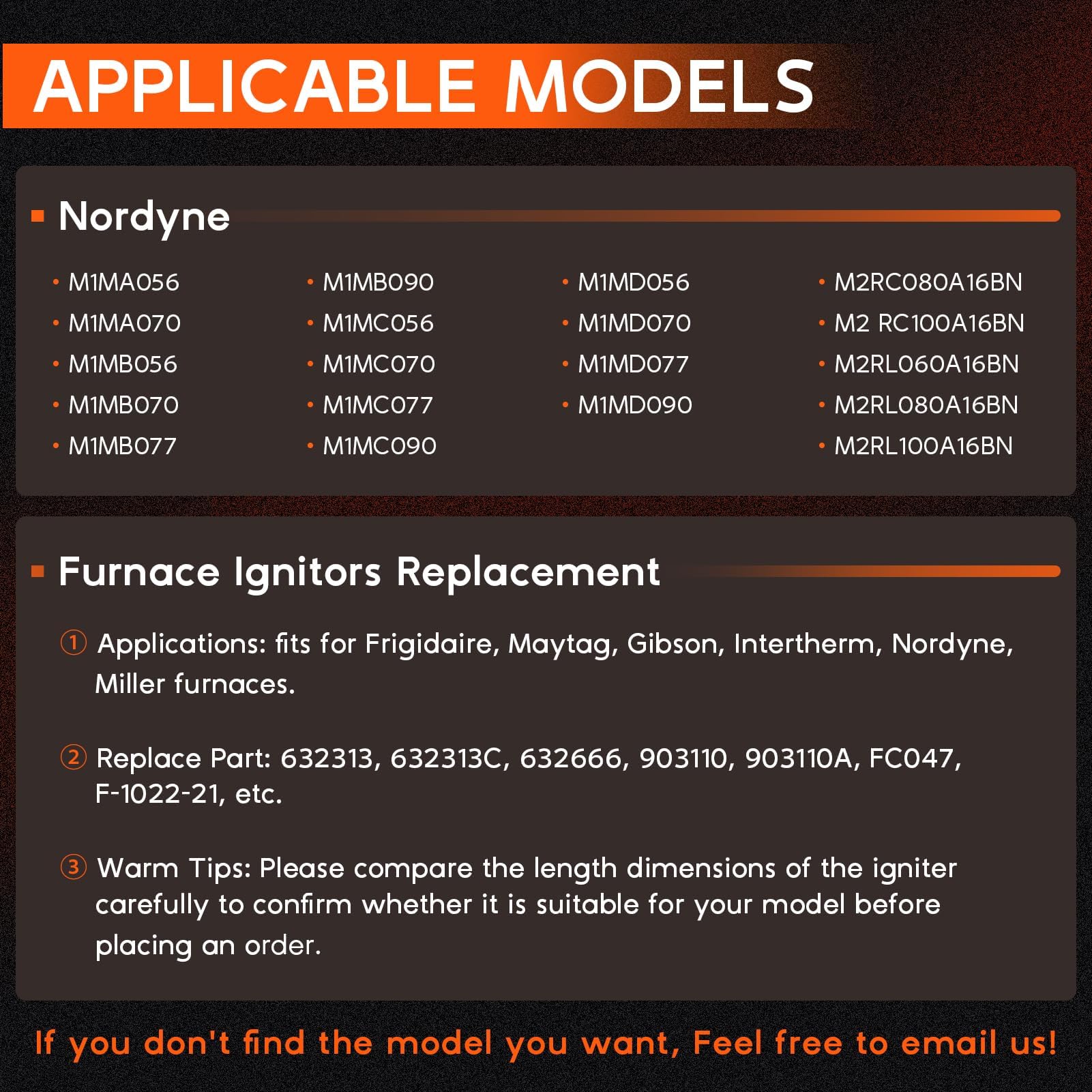 Replizo 903110A durable ignitor built for long furnace cycles.
