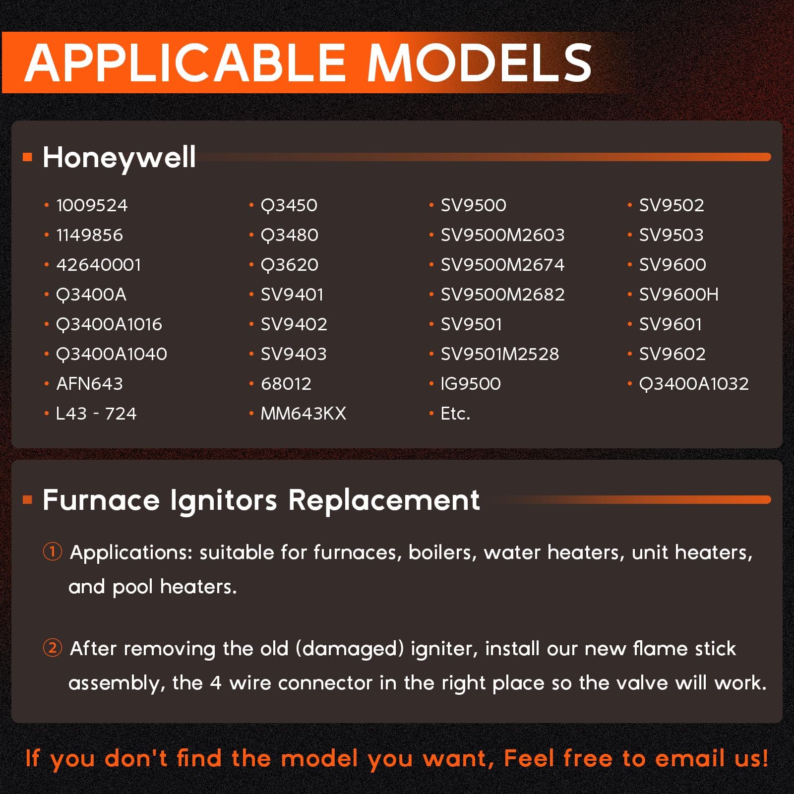 Replizo Honeywell-compatible igniter designed for seamless drop-in replacement.