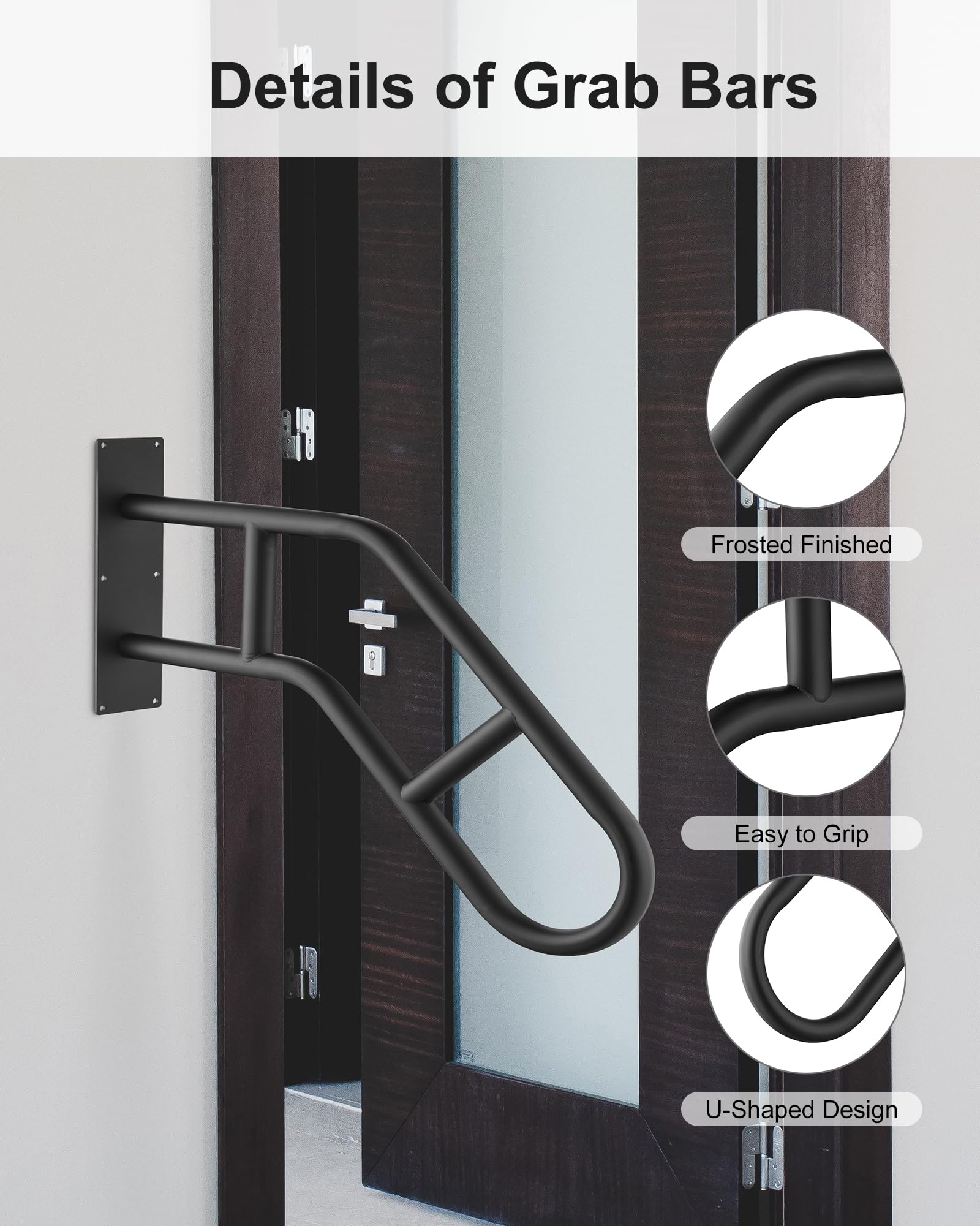 Repuskor black powder-coated handrail durable and weather-resistant
