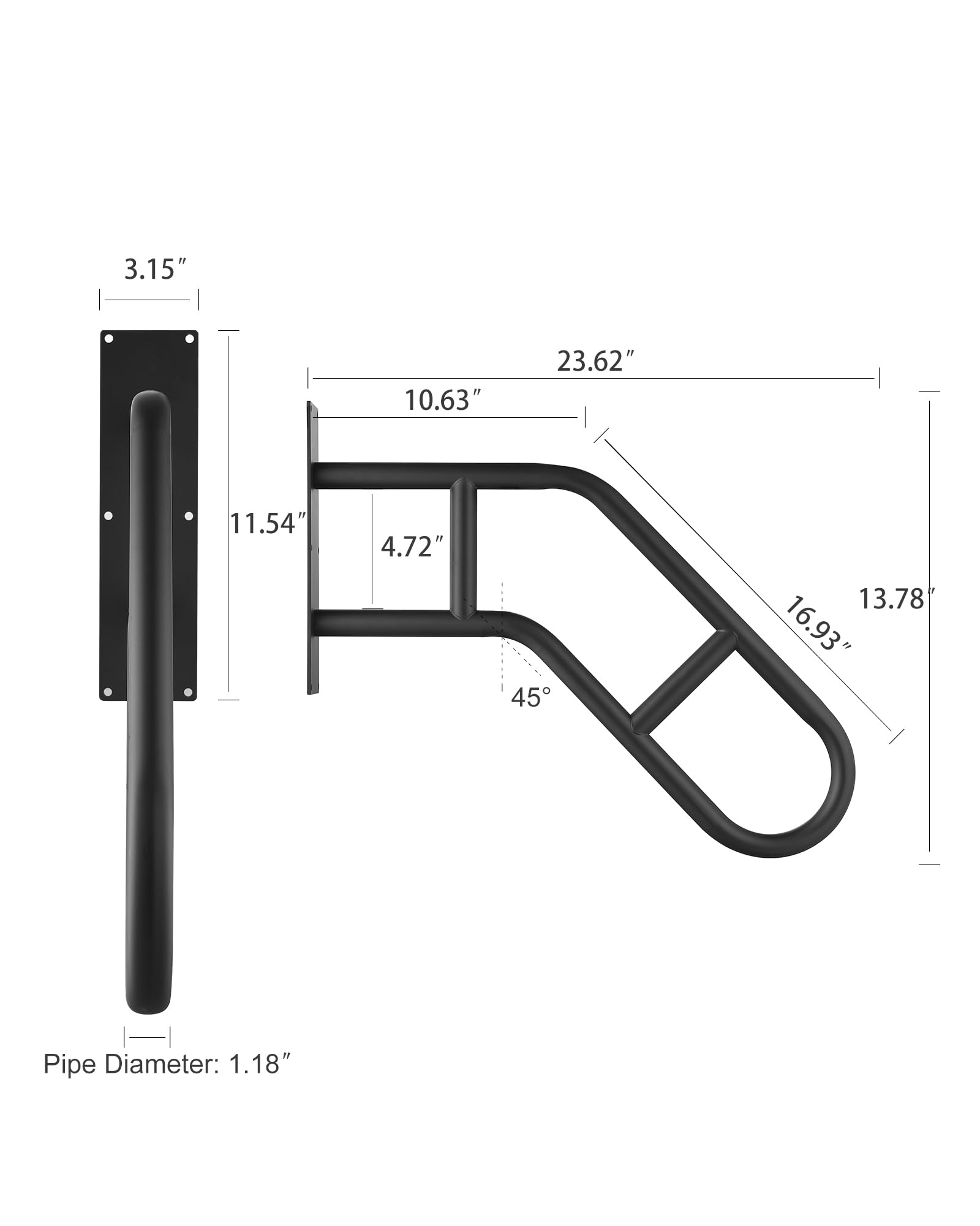 Repuskor U-shaped handrail close-up with ergonomic grip