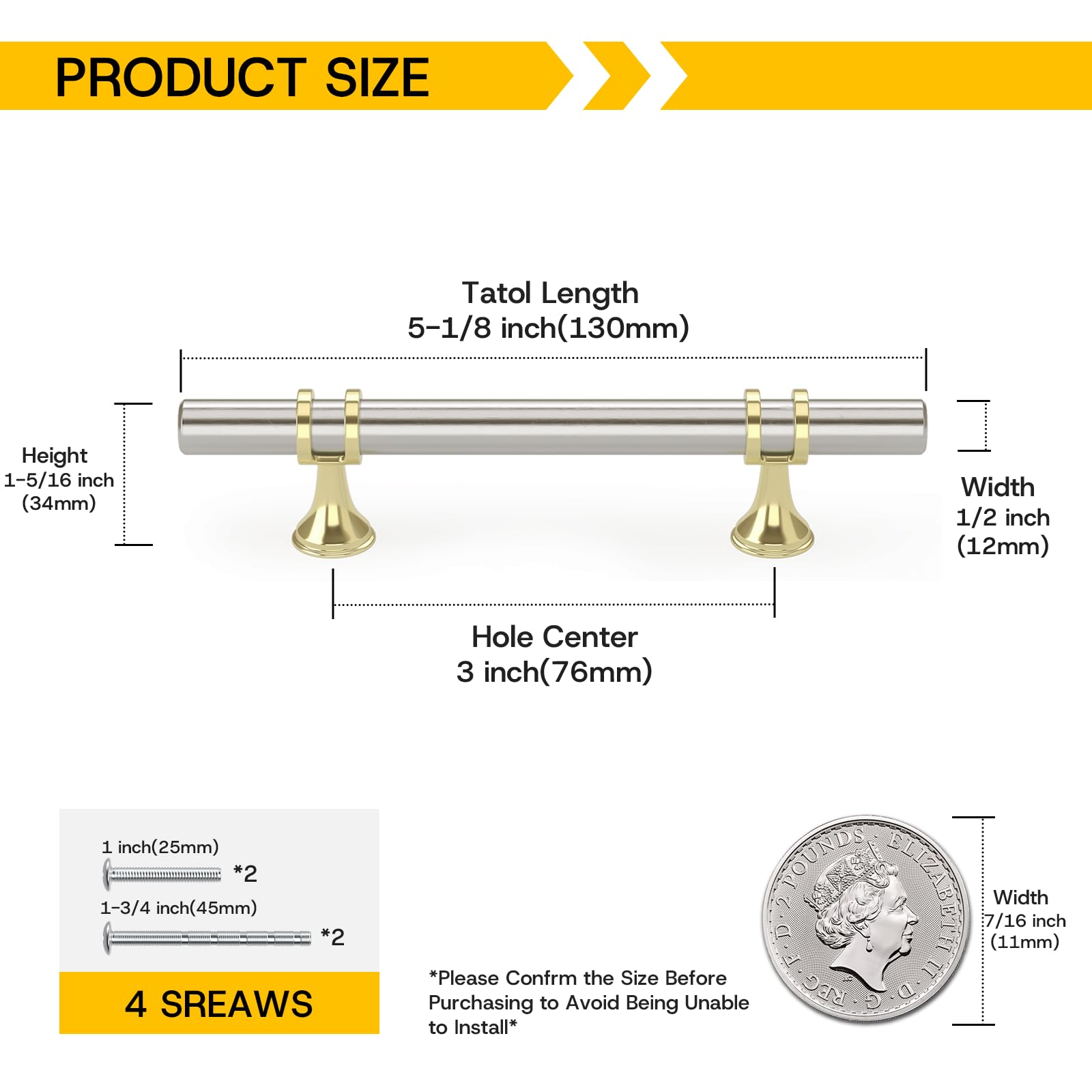 Rergy 10-pack zinc alloy cabinet pulls, durable hardware for everyday use