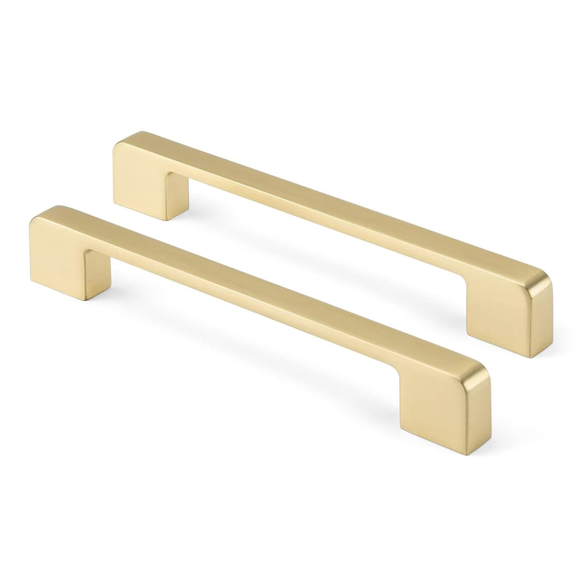 Rergy gold cabinet pulls with 6-1/4 inch center for durability.