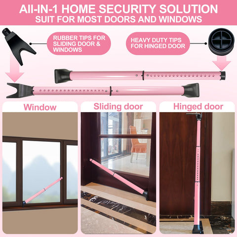 Rerishom pink two-pack security bars for securing multiple doors.