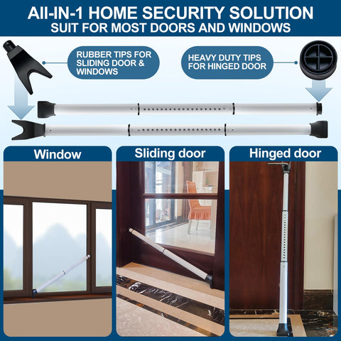 Rerishom adjustable length bar fits multiple doors for flexible security