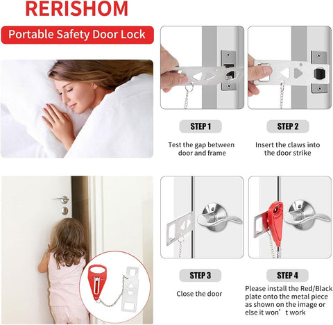 Rerishom door security setup installed on a door frame.
