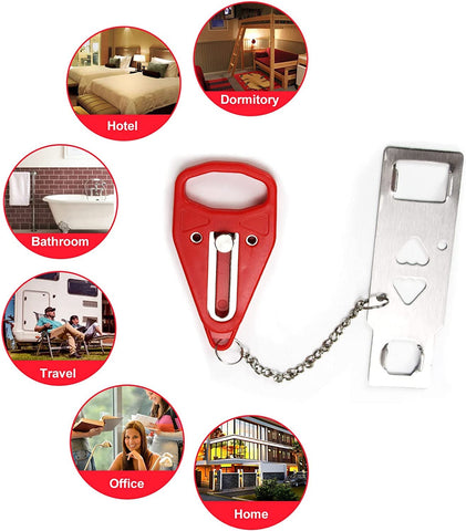 Rerishom portable door lock compact size fits pocket or bag for on the go security
