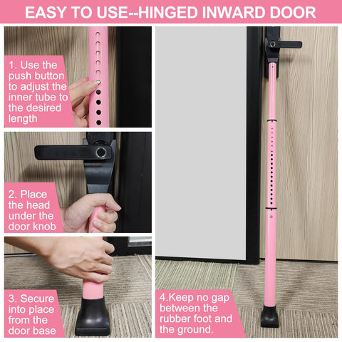 Rerishom security bar mounted on a screen door during travel.