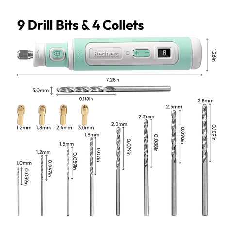 Resiners 8-speed adjustment dial enables versatile speed control for delicate and larger projects