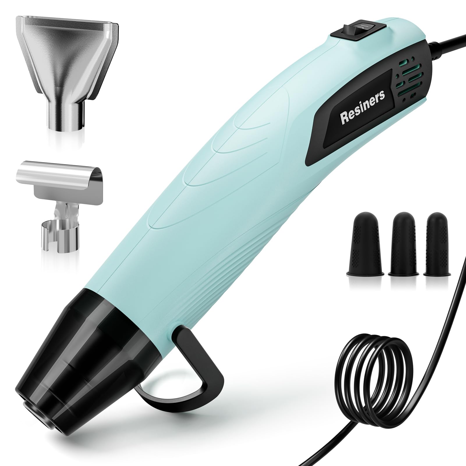 Resiners heat gun front view shows compact ergonomic design for easy crafting.