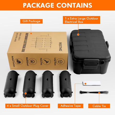 Restmo durable weatherproof construction shields outdoor electrical connections.