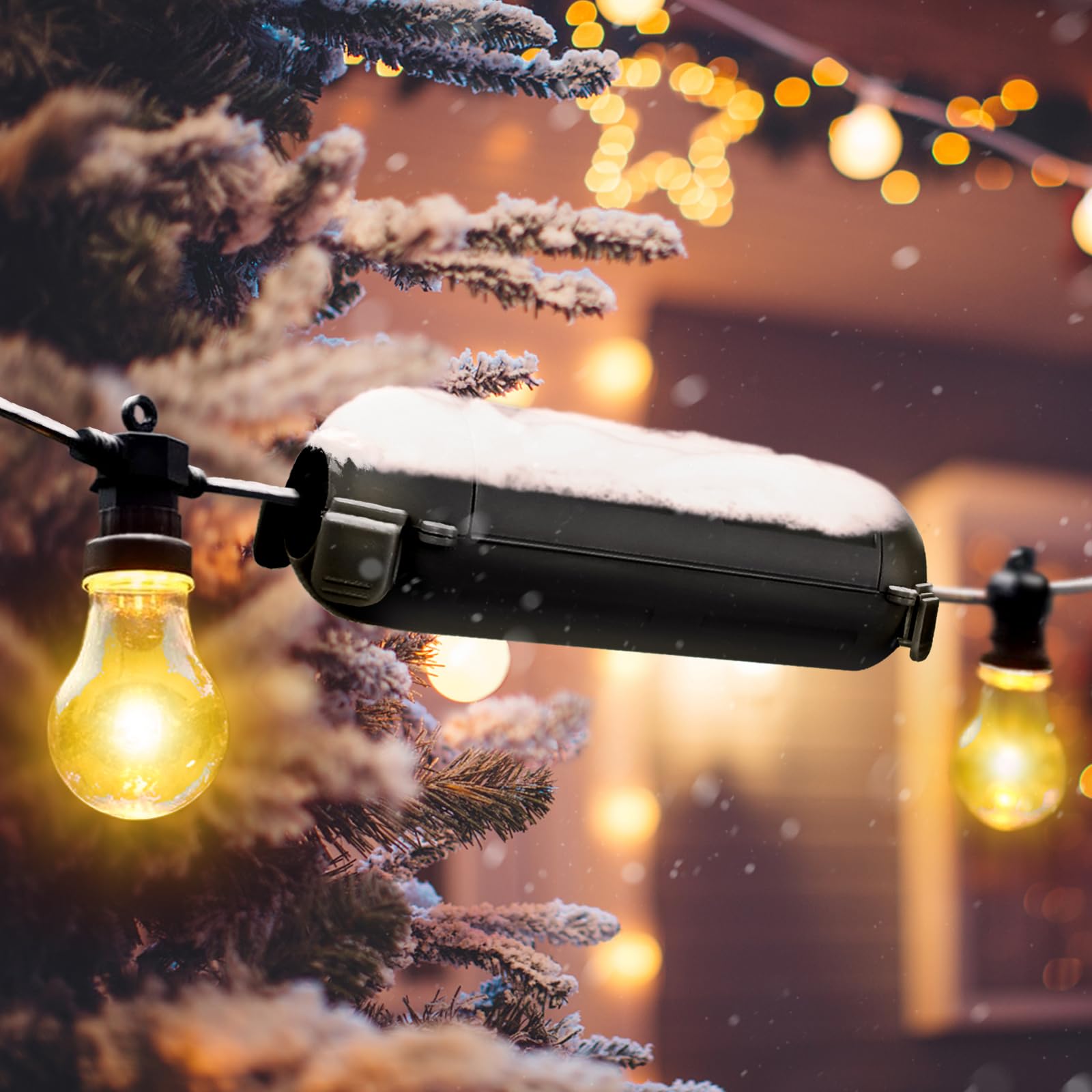 Restmo box shown with holiday lights for reliable protection.