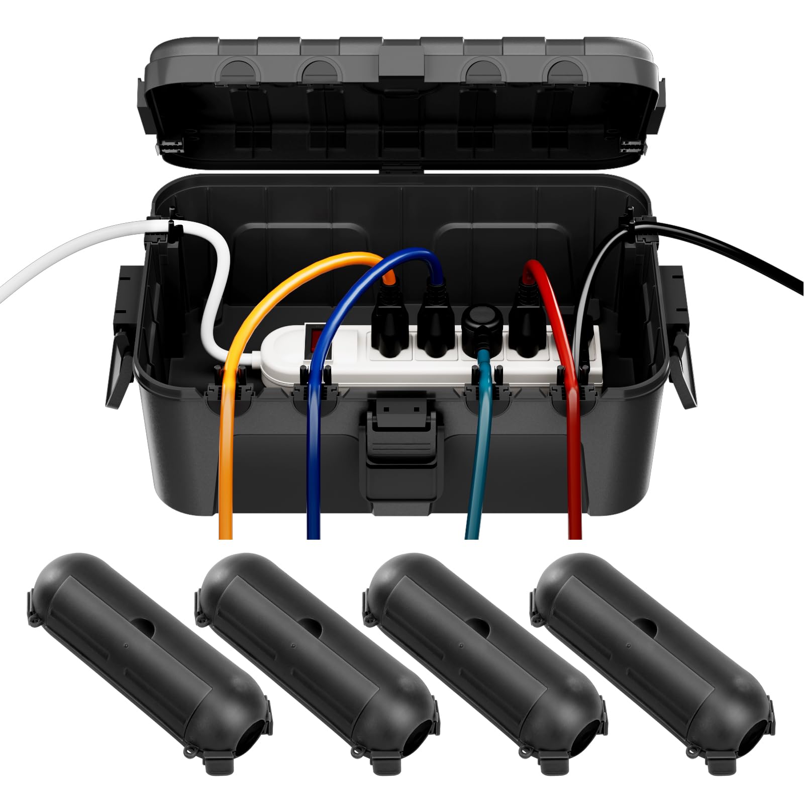 Restmo outdoor box large model with six cable ports for organized connections.