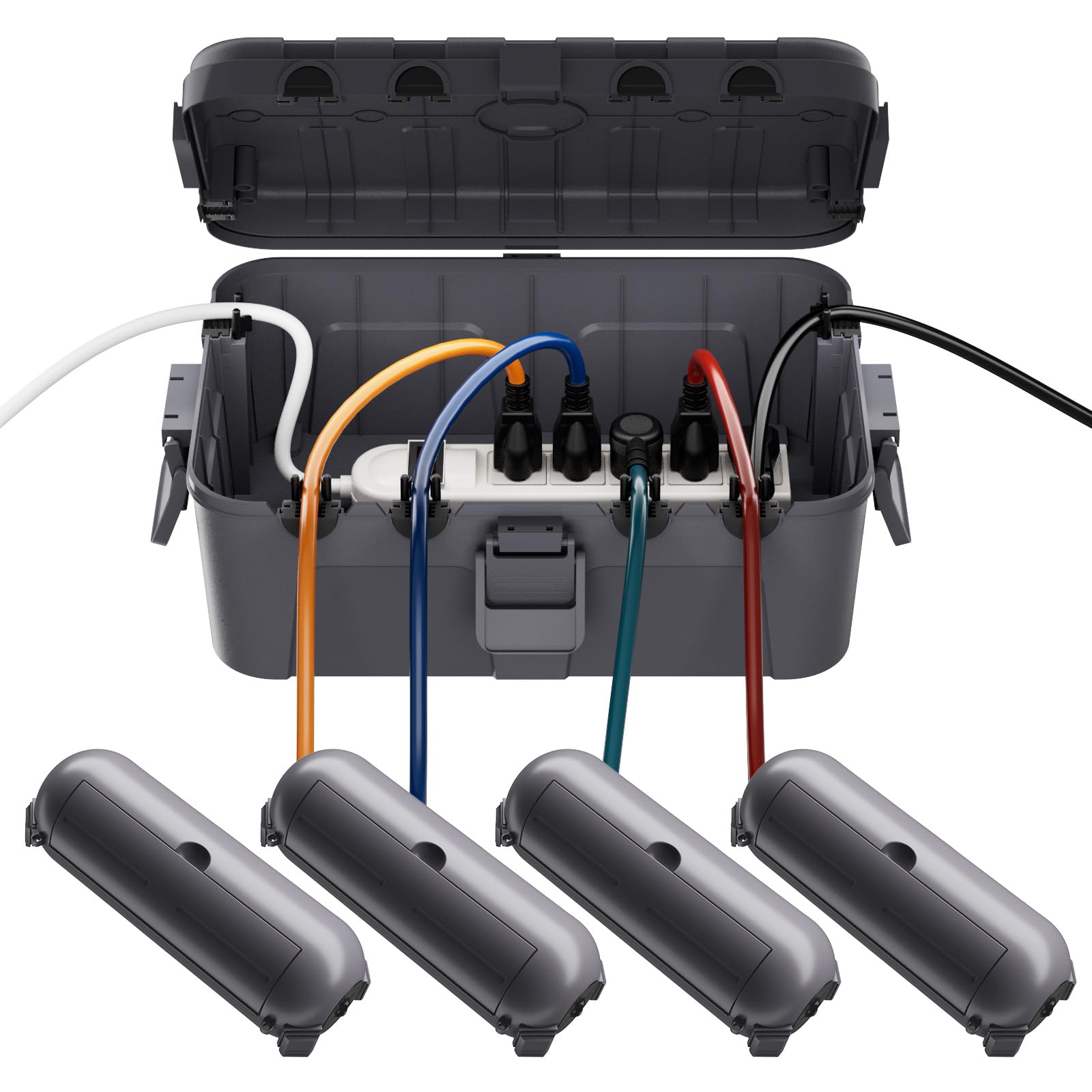 Restmo outdoor waterproof box with latches for secure outdoor connections.