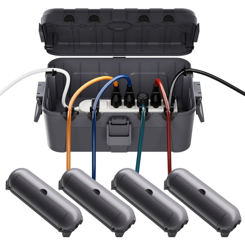 Restmo outdoor waterproof box with latches for secure outdoor connections.