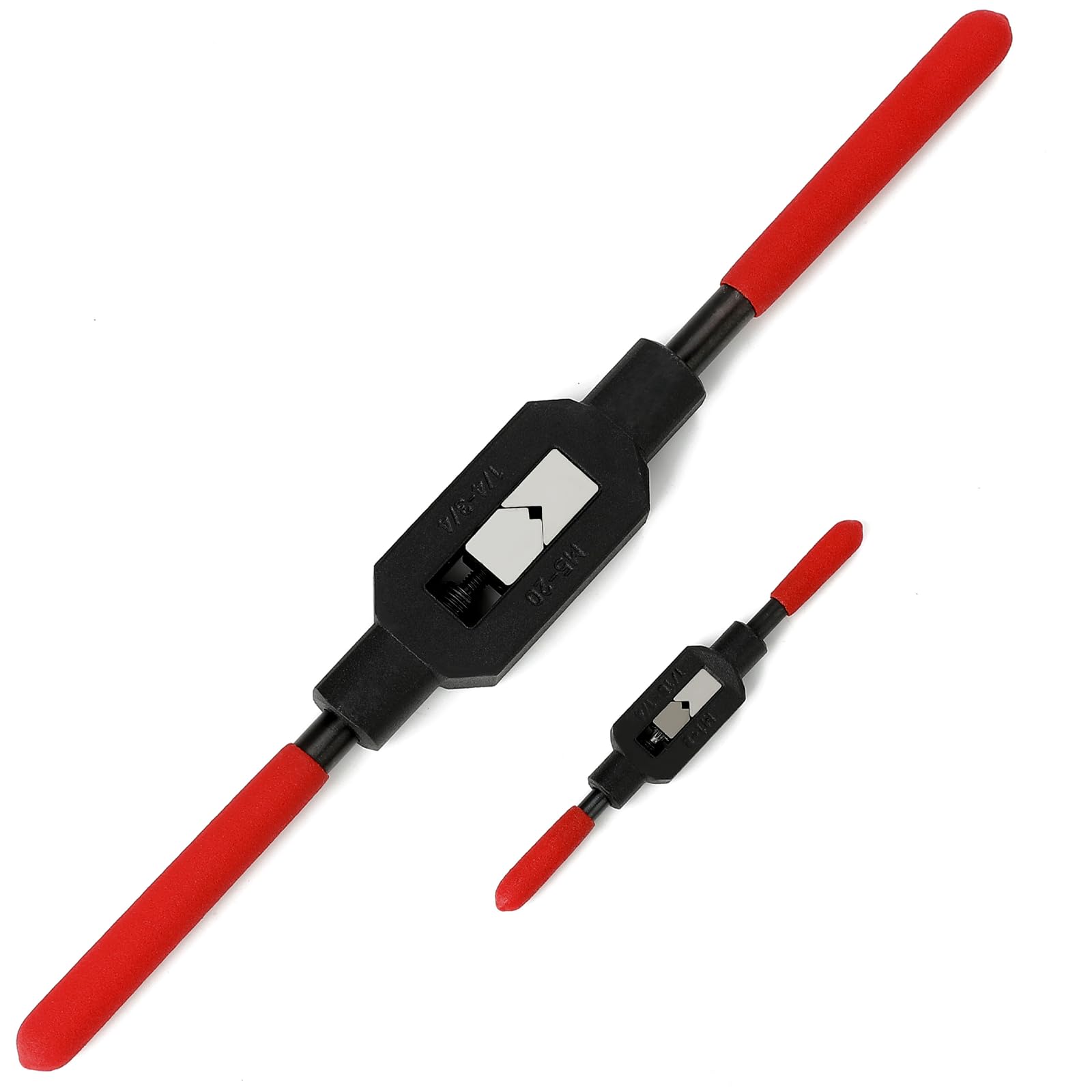 Retainbre adjustable-wrench-handle set front view for compact tapping versatility