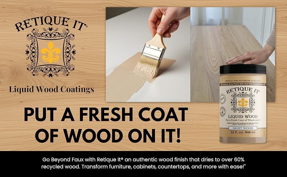Retique It authentic wood finish wood grain detail showcases real fibers for a natural look.