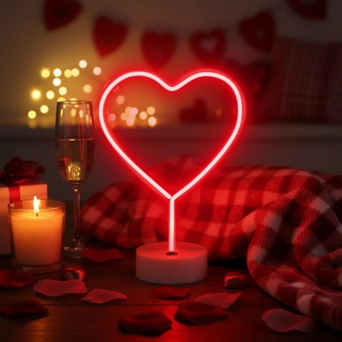 Retisee red heart neon sign powered by battery or USB for versatility