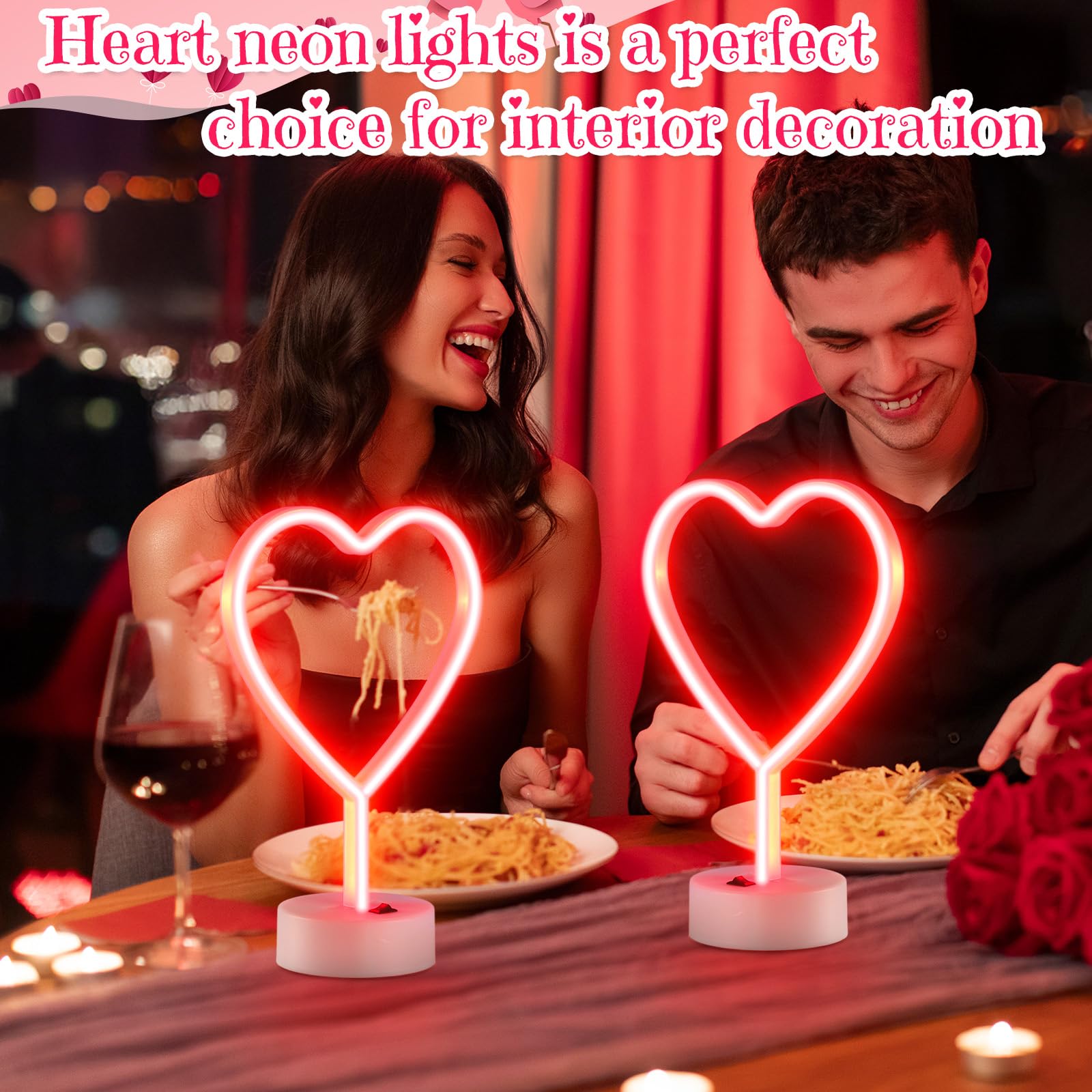 Retisee red heart neon sign adds romantic mood to bedroom lighting