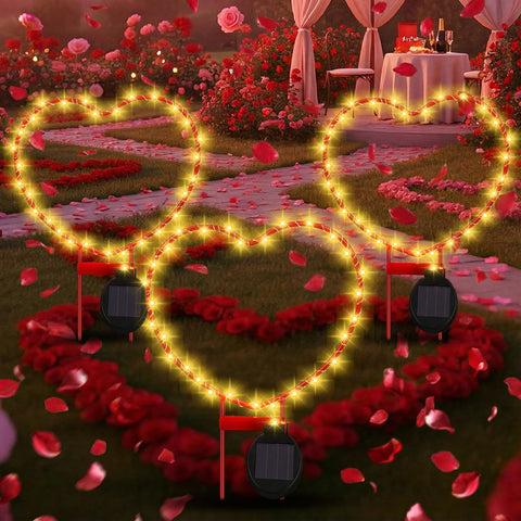 Retisee heart-shaped solar light stake demonstrates sturdy, weatherproof garden decor.