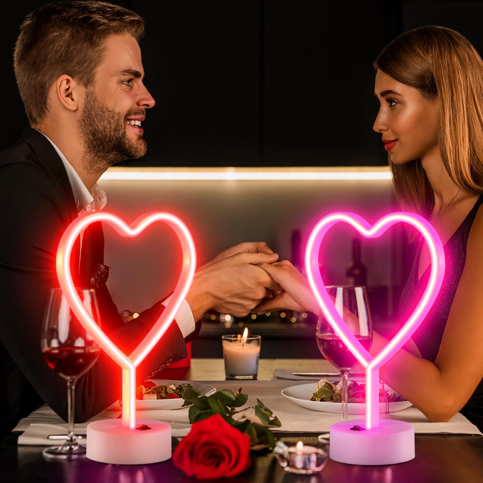 Retisee heart neon lights provide versatile Valentine decorations for any room.
