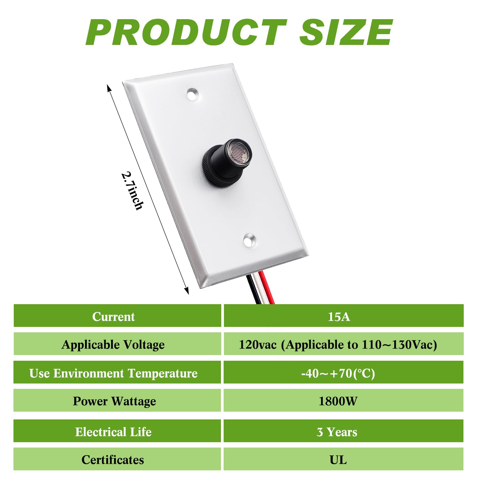 Retisee photocell sensor wall plate enables reliable outdoor lighting control.