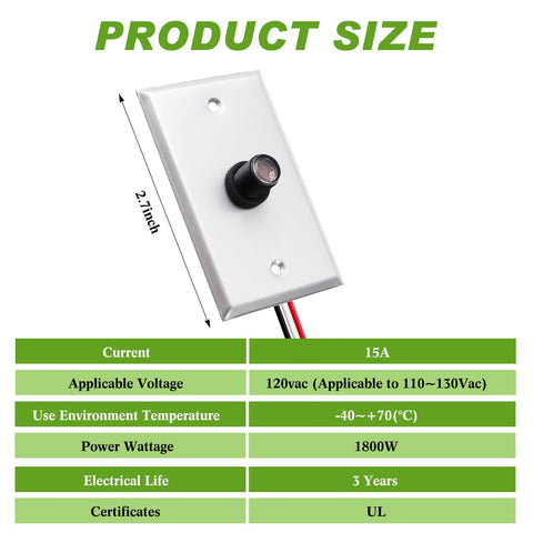 Retisee photocell sensor wall plate enables reliable outdoor lighting control.