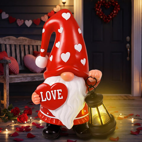 Retisee solar valentines gnome with heart lights brighten outdoor spaces