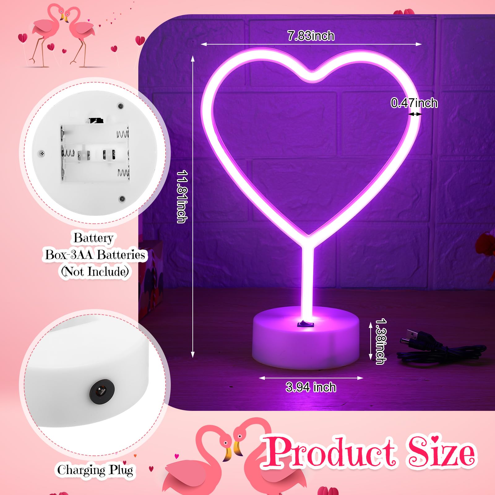 Retisee six-pack heart neon lights are ideal for weddings and shop displays.
