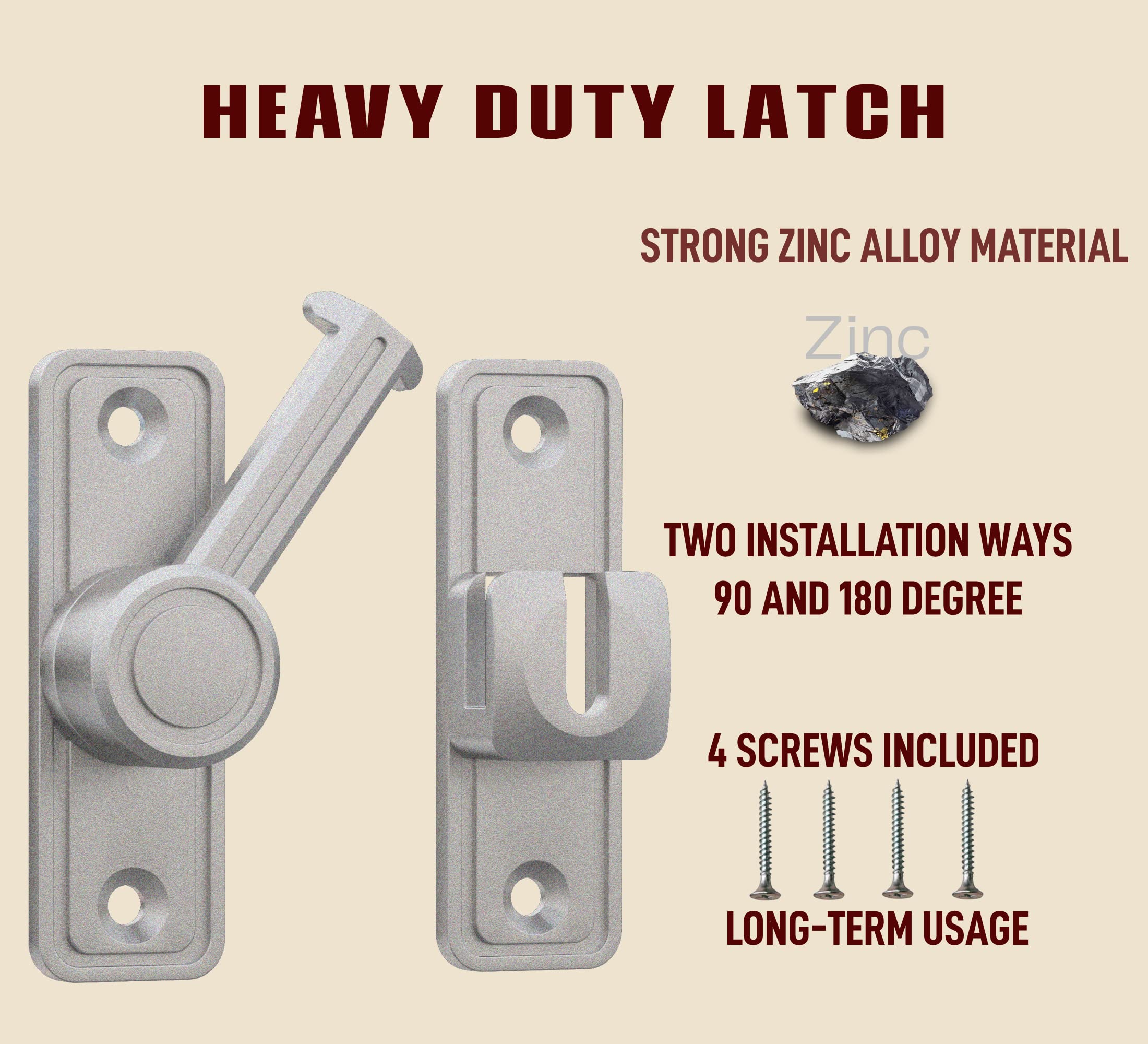RETRIN latch package includes screws and glue for adhesive or screw mounting