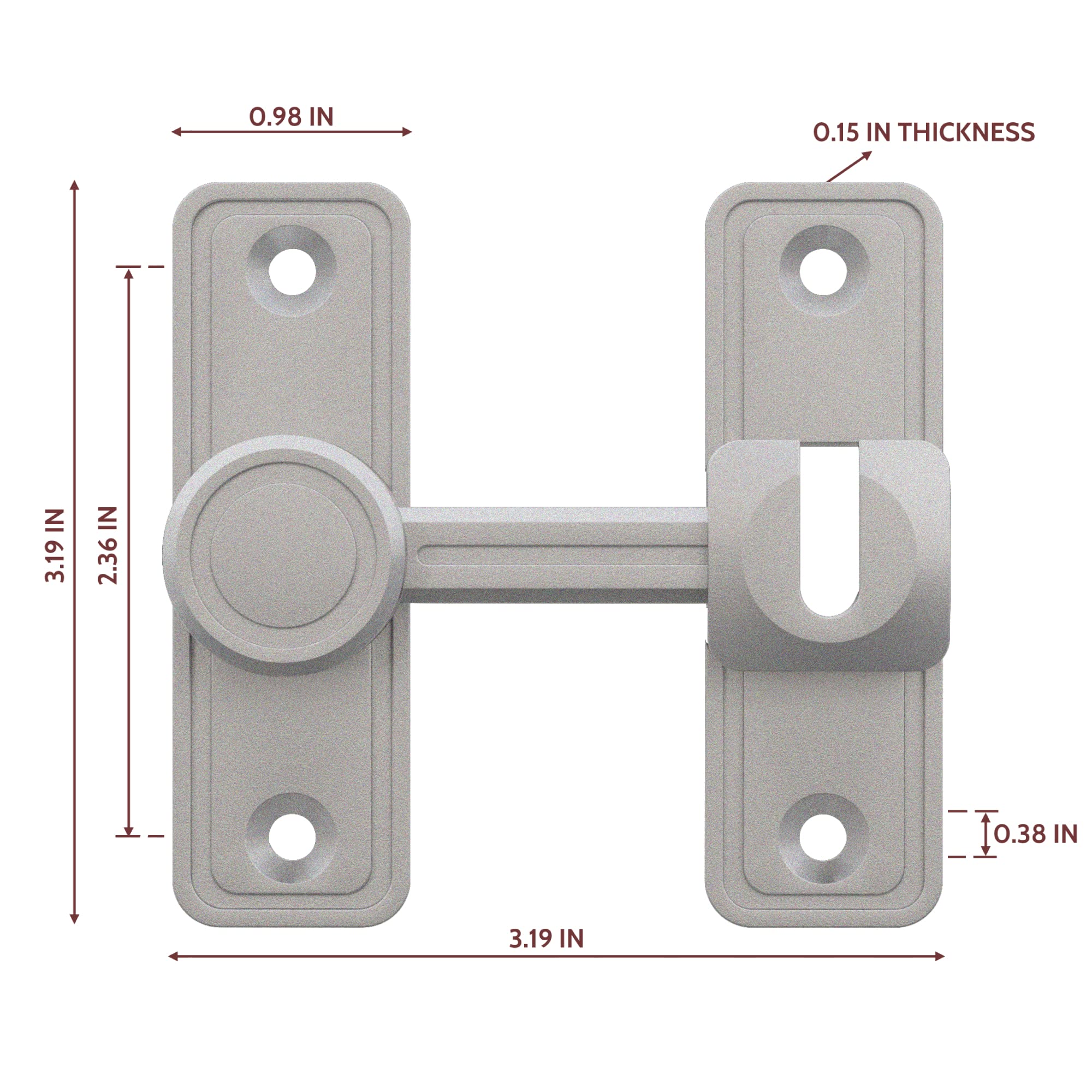 RETRIN barn door privacy latch silver front view highlighting minimalist design