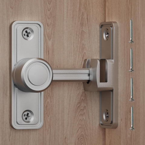 RETRIN barn door privacy latch silver side view showing durable zinc alloy construction