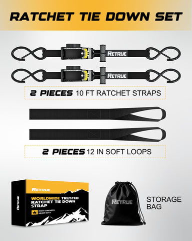 RETRUE ratchet strap auto-lock feature in action for fast tensioning