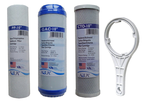 Reverse Osmosis Revolution replacement set with sediment, GAC, CTO filters for 10x2.5 housing; improves taste.