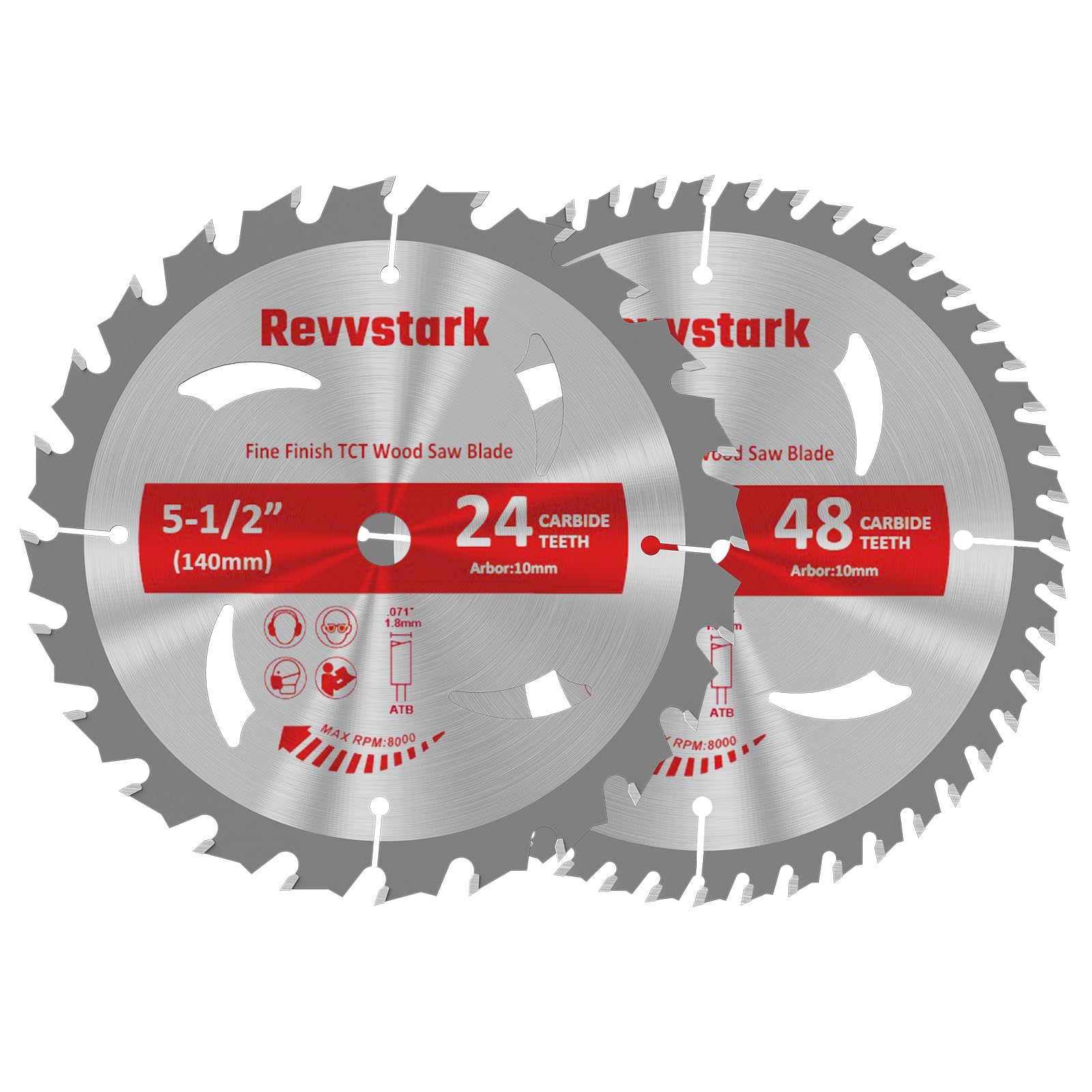 Revvstark 5-1/2-inch blade close-up with carbide teeth for precise cuts