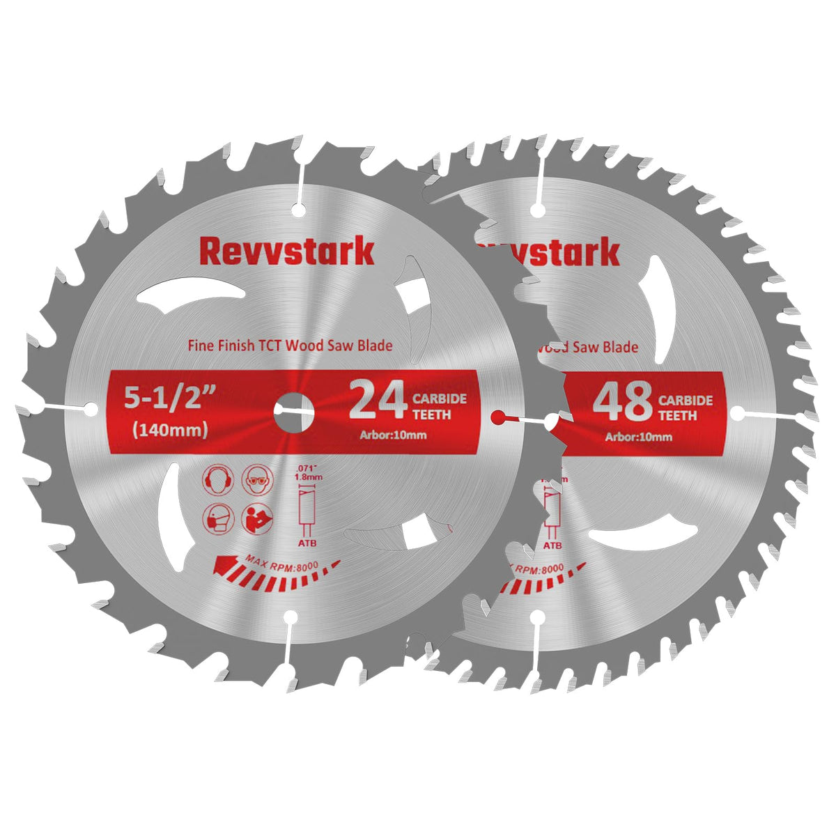 Revvstark 5-1/2-inch blade close-up with carbide teeth for precise cuts