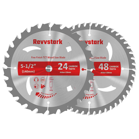 Revvstark 5-1/2-inch blade close-up with carbide teeth for precise cuts