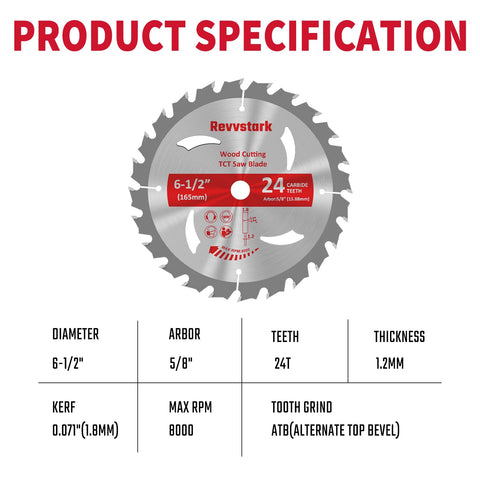 Revvstark blade with 5/8 inch arbor fits many circular saws