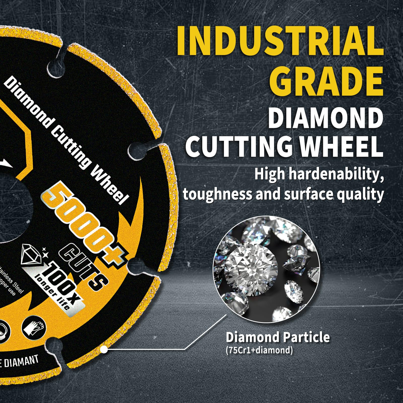 Revvstark wheel with 7/8-inch arbor fits standard angle grinders.