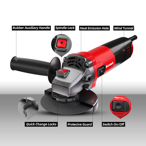 Revvstark angle grinder three-dimensional vents keep the motor cool.