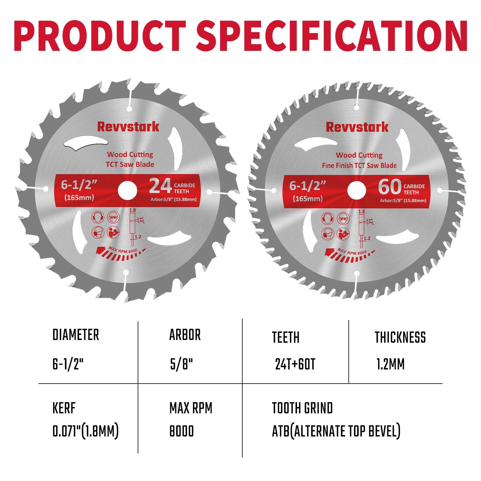 Revvstark 6-1/2-inch blade 60T for fine finish cuts in plywood