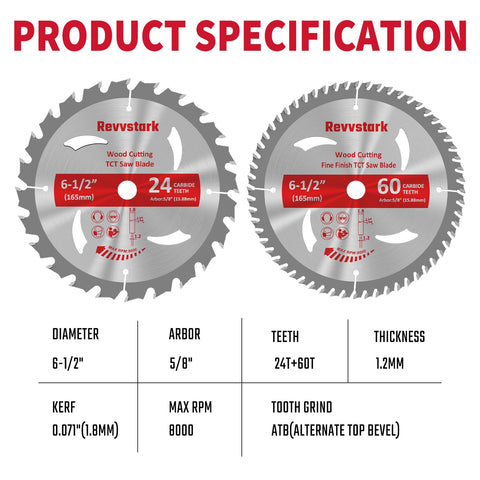 Revvstark 6-1/2-inch blade 60T for fine finish cuts in plywood