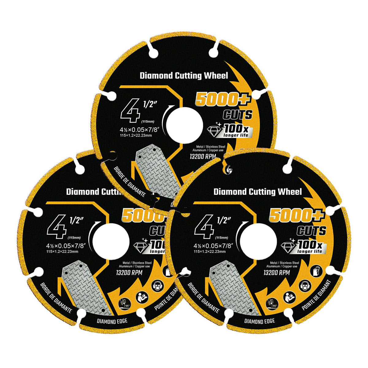 Revvstark 4.5-inch diamond cut off wheel cuts metal with precise edges.