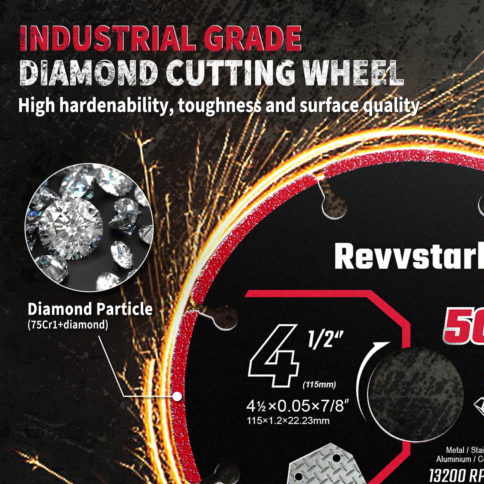 Revvstark wheel with 7/8 inch arbor enables fast, clean metal separation