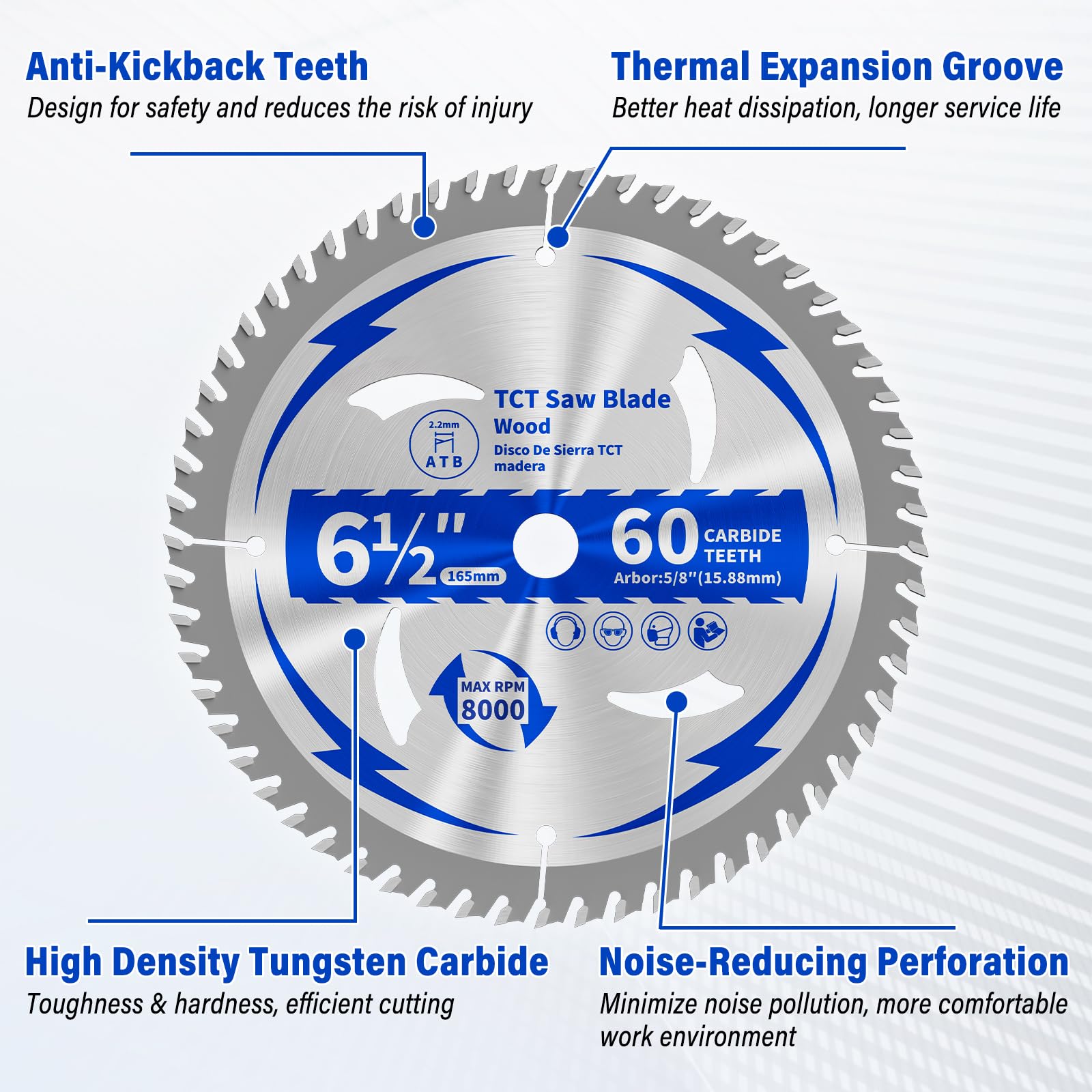 Revvstark noise-reducing perforations create quieter work sessions.