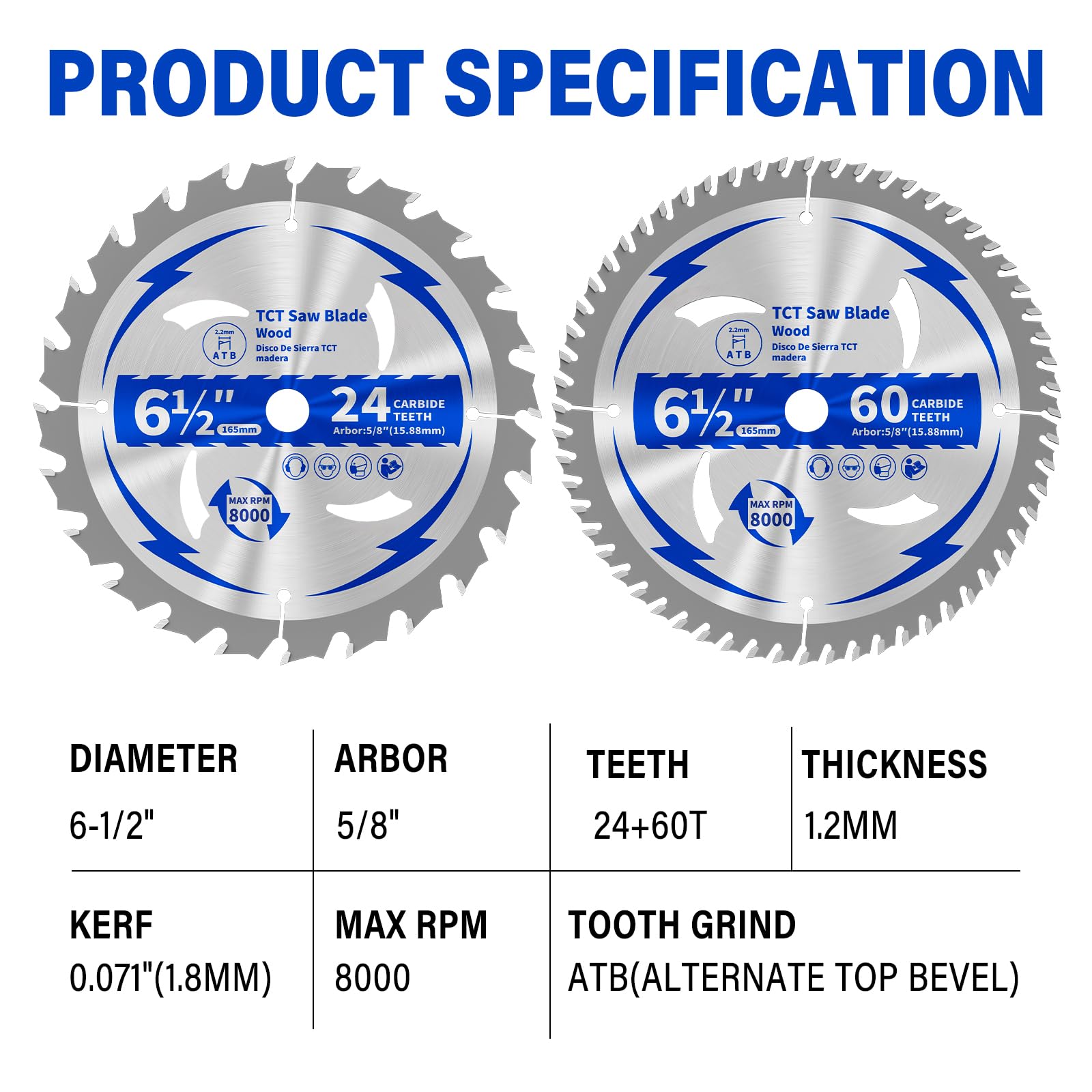 Revvstark thin-kerf blade highlights precision edge and low waste.