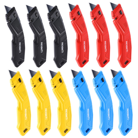 REXBETI 12-pack red-handled utility knife for easy color coding and smooth cuts