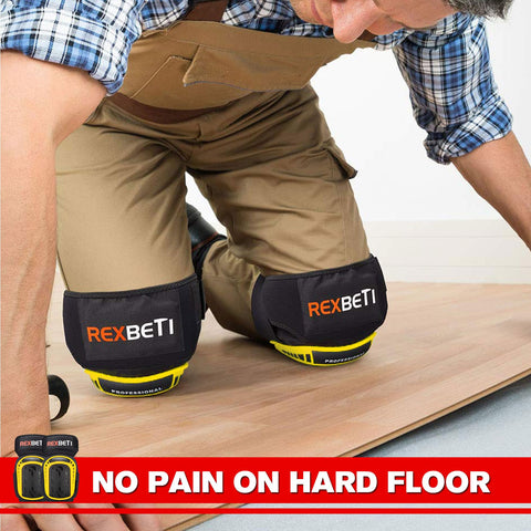 REXBETI knee pads in-use on construction sites show ergonomic support.