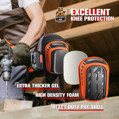 REXBETI knee pads feature thigh support for a secure, stable fit.