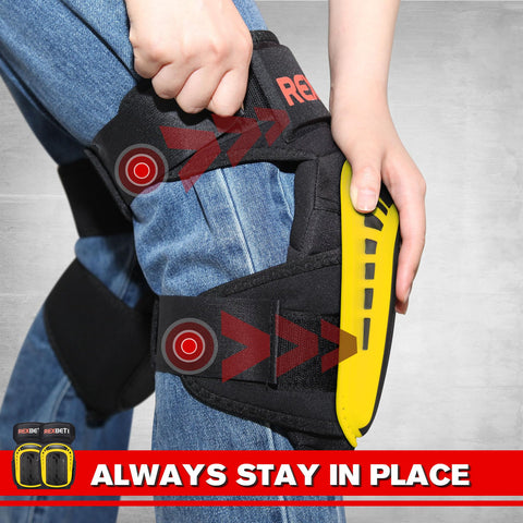 REXBETI knee pads thigh-support design enhances stability during work.