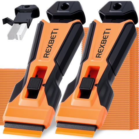 REXBETI Razor Blade Scraper Tool front view showing sturdy construction for heavy-duty use